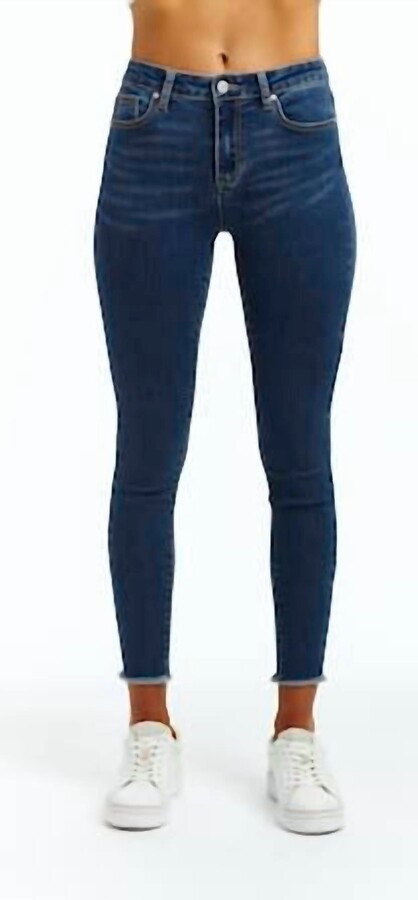 Tractr High Rise Fray Hem Skinny Jeans In Grey