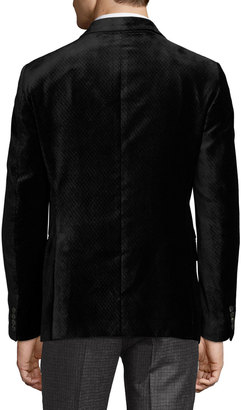 Armani Collezioni R-Line Textured Velvet Two-Button Sport Coat, Black