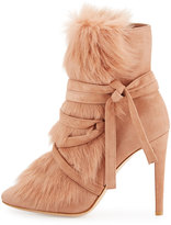 Thumbnail for your product : Gianvito Rossi Moritz Shearling-Trim Suede 105mm Bootie, Praline