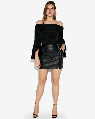 Express High Waisted Vegan Leather Zip Mini Skirt