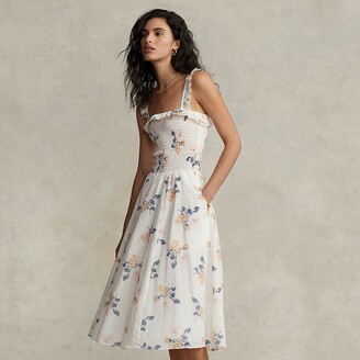 Ralph Lauren Floral Fit-and-Flare Cotton Dress - ShopStyle