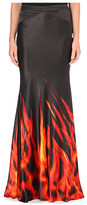 Thumbnail for your product : Roberto Cavalli Fire-print silk-satin maxi skirt