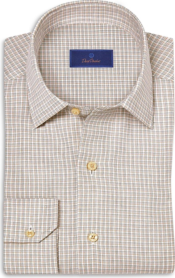 David Donahue Cashmere Blend Micro Check Sport Shirt