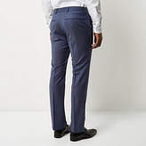 Thumbnail for your product : River Island Blue check wool-blend slim suit trousers