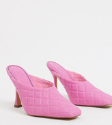 Thumbnail for your product : ASOS DESIGN Wide Fit Popeye quilted high heeled mules in pink