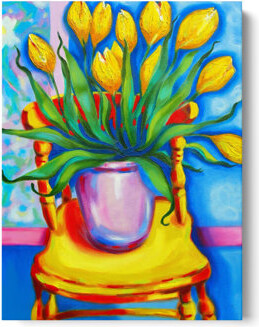 ArtWall 'Yellow Tulips in van Gogh's Chair' by Susi Franco, Yellow Flowers Fine Art Gallery Canvas Print