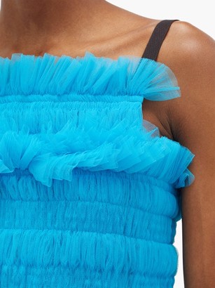 Molly Goddard Betsy Hand-smocked Tulle Top - Blue