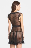 Thumbnail for your product : Betsey Johnson Lace Trim Mesh Chemise & G-String