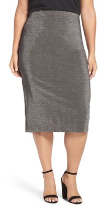 Sejour Plus Size Women's Metallic Pencil Skirt