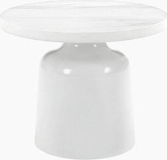 Corrigan Studio Zaid Engineering Marble & White High Gloss Finish End Table