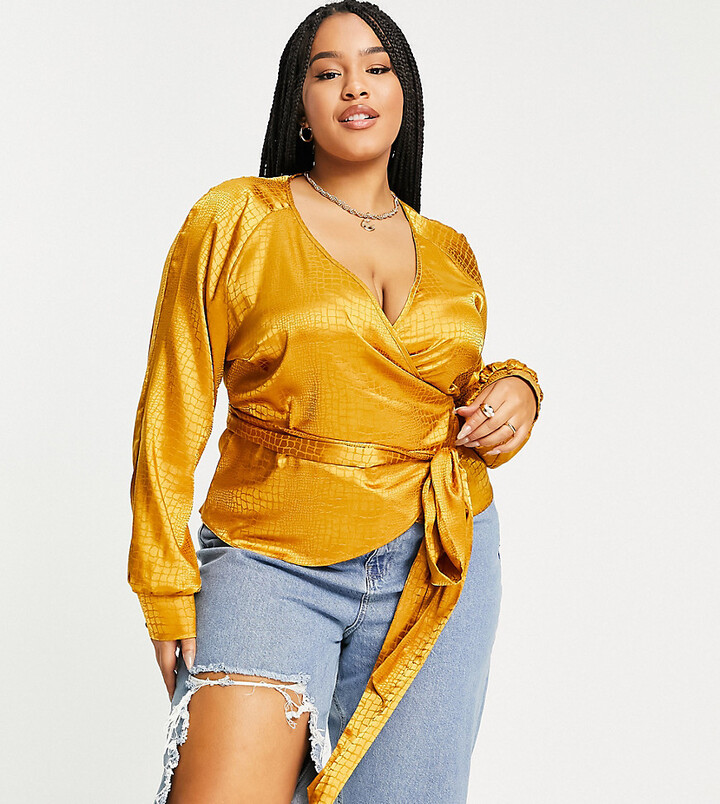 Gold Satin Top | Shop the world's largest collection of fashion | ShopStyle