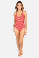 Thumbnail for your product : DKNY 'Empire Stripes' V-Neck Maillot