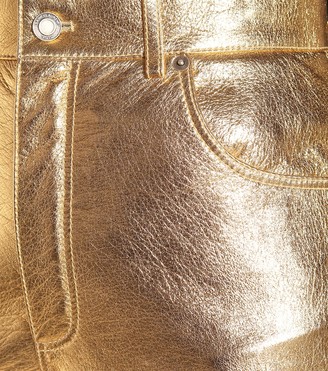 Saint Laurent Metallic leather shorts