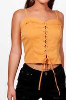Thumbnail for your product : boohoo Petite Lace Up Detail Crop Top