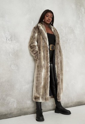 Grey faux fur longline coat Clearance