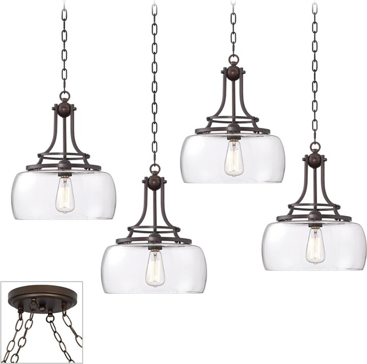 Franklin Iron Works Bronze Swag Pendant Chandelier Farmhouse Clear