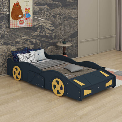 Zoomie Kids Car-Shaped Platform Bed With Wheels And Storage