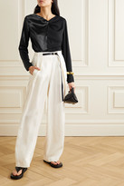 Thumbnail for your product : By Malene Birger Ficus Twist-front Paneled Satin And Crepe Blouse