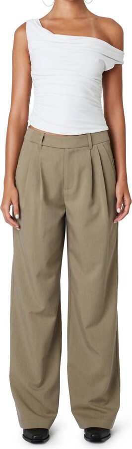 Nia Kara Mid-Rise Trouser In Olive/grey