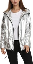 Thumbnail for your product : Zilcremo Women Hoodies Jacket Coat Long Sleeve Lightweight Metallic Hooded Jackets Outwear Sliver XXL