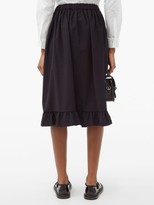 Thumbnail for your product : COMME DES GARÇONS GIRL Ruffled Tropical Wool Midi Skirt - Navy