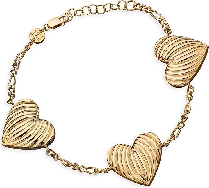 Jennifer Zeuner Jewelry Women's Luba Romy 18K-Gold-Plated Fluted Heart Charm Bracelet - Gold Vermeil