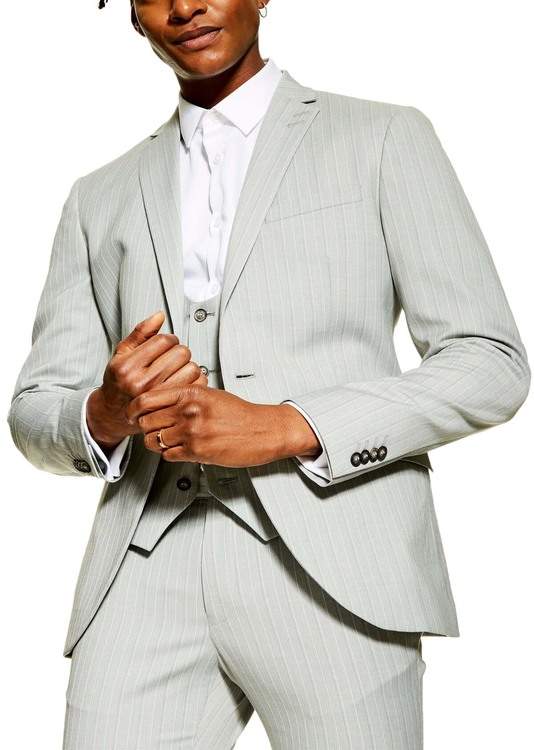 skinny fit pinstripe suit