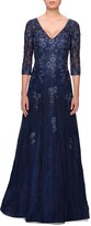 Thumbnail for your product : La Femme Embroidered Lace Gown