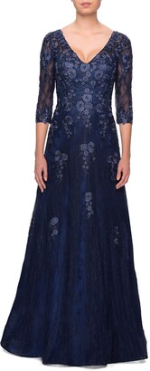La Femme Embroidered Lace Gown