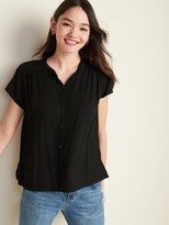 Thumbnail for your product : Old Navy Shirred Button-Front Blouse for Women