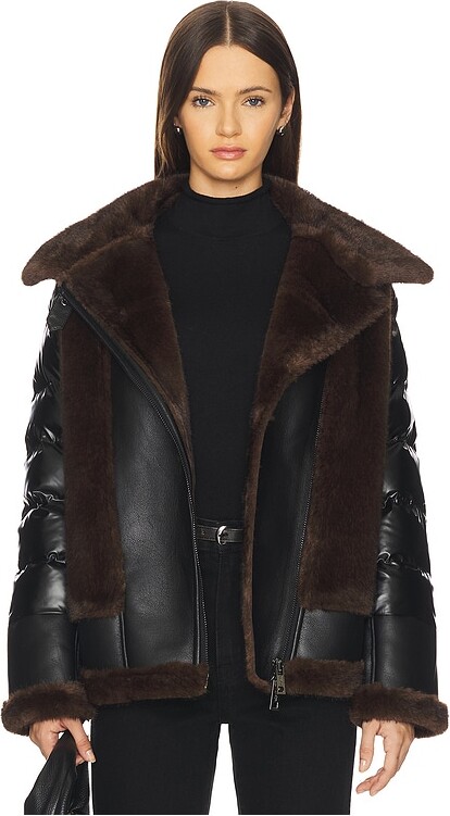 Jocelyn Faux Mink & Leather Moto Jacket