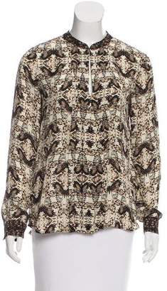 L'Agence Silk Butterfly Print Top