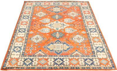 Isabelline One-of-a-Kind Finntan Hand-Knotted 2010s Red/Blue/Beige 6'3\