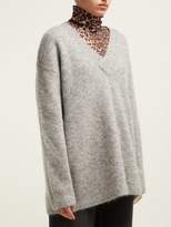 Thumbnail for your product : Ganni Callahan V-neck Mohair-blend Sweater - Womens - Light Grey