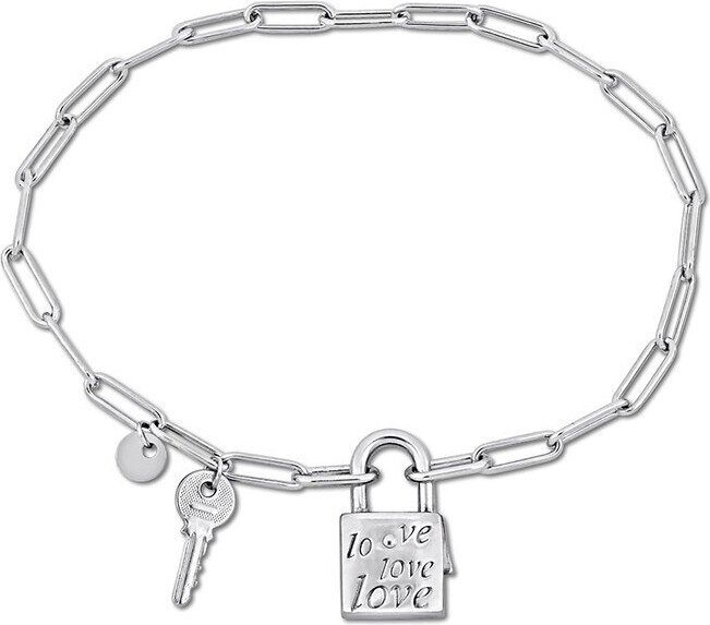 Italian Silver Lock & Key Bracelet