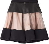 Thumbnail for your product : David Koma Flared Skirt with Leather and Tulle