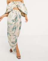 Thumbnail for your product : ASOS EDITION drape split midi skirt in marble print co-ord
