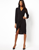 Thumbnail for your product : ASOS Midi Dress With Wrap And Shirt Collar