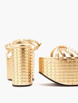 Thumbnail for your product : Valentino Garavani Micro-studded Nappa-leather Platform Sandals - Gold