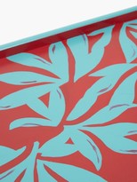 Thumbnail for your product : CABANA MAGAZINE Cassava Leaf-print Wood Tray - Green Multi