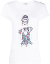 Thumbnail for your product : Liu Jo doll-print cotton T-shirt
