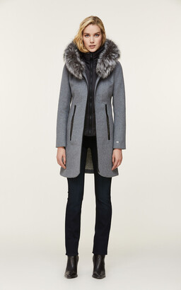 Soia & Kyo CHARLENA slim-fit wool coat with removable silver fur
