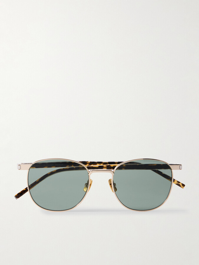 Saint Laurent Eyewear Round-frame Gold-tone And Tortoiseshell Acetate Sunglasses - One size