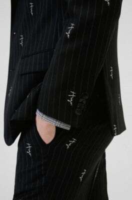 HUGO BOSS Pinstripe slim-fit jacket with handwritten logos