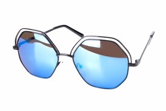 Eyelevel Zara - Ladies Hexagon Shaped Fashion Sunglasses - 100% Cat. 3 UV Protection Reflective Mirrored Lenses (Silver)