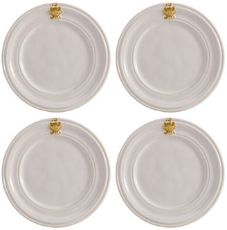 Juliska S/4 Acanthus Cocktail Plates, White/Gold