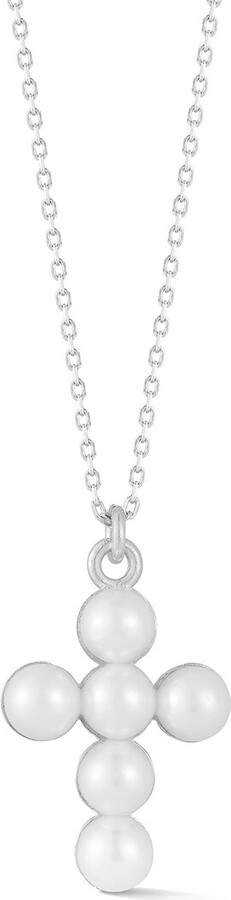 Sphera Milano Silver 5Mmmm Pearl Cross Pendant Necklace