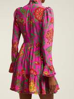Thumbnail for your product : La DoubleJ Visconti Dragon Flower Print Silk Mini Dress - Womens - Pink Print