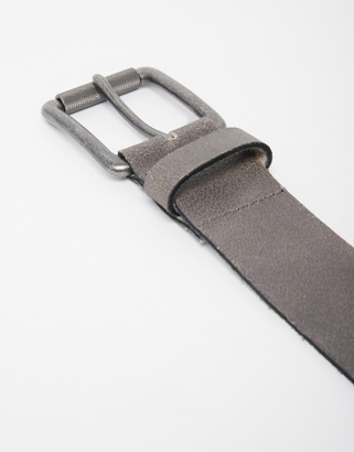 ASOS Leather Belt In Grey