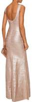 Thumbnail for your product : Herve Leger Ellen Fluted Metallic Coated Bandage Gown